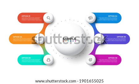 Modern infographic template. Creative circle elements design with marketing icons. Business concept with 6 options, steps, parts.