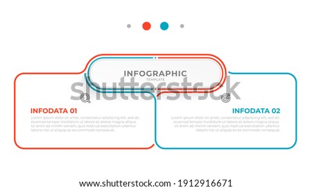 Vector infographic thin line design with marketing icons. Business concept with 2 options, steps or processes.