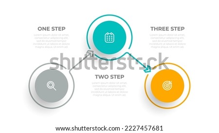 Business infographic timeline elements with marketing icons and 3 options or steps. Vector illustration.
