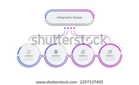 Presentation Infographic Circle Design with Marketing Icons. Process cahrt with 4 options or steps. Vector illustration.