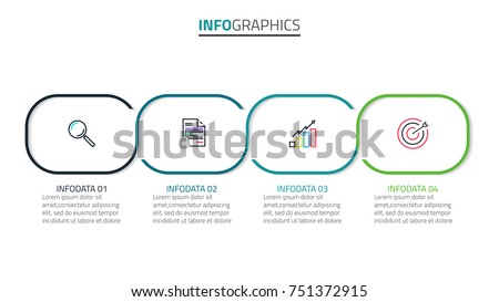 Vector business infographic. Timeline with 4 steps or options and icons. Can be used for workflow layout, diagram, annual report, web design.