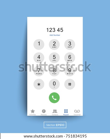 Smartphone Dial Keypad Screen Vector Illustration.