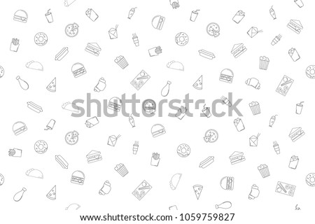 Vector fast food pattern. Fast food seamless background