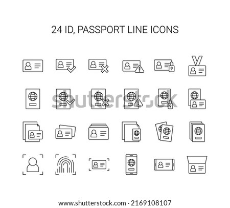 Line icon set. ID, Passport pack. Vector Illustration