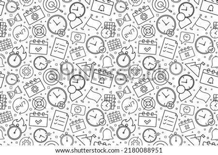 Vector time management pattern. Time management seamless background