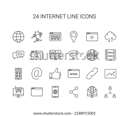 Line icon set. Internet pack. Vector Illustration