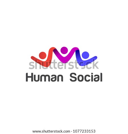 logo design concept related to team work, human social, unity, together, connection, and relation