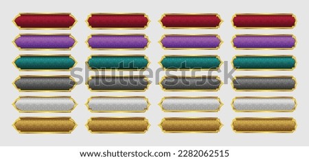 Elegant golden Arabic frame border banner set. Islamic text box title multiple colors related to ramadan and milad un nabi
