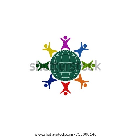 Human Figure With Globe Logo Concept