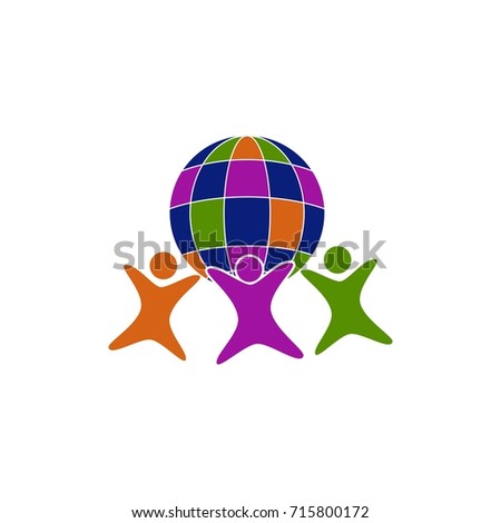 Human Figure With Globe Logo Concept