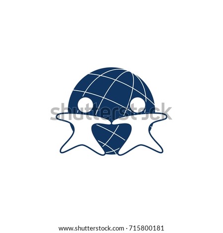 Human Figure With Globe Logo Concept