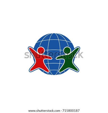 Human Figure With Globe Logo Concept