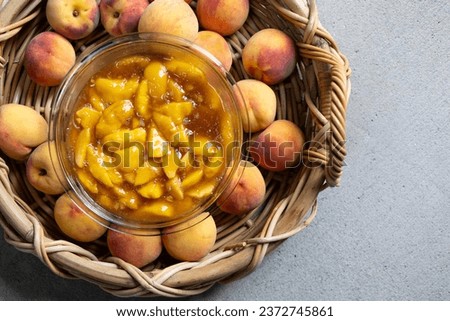Similar – Image, Stock Photo Apricot pie in tray freshly baked. Top view of pie with a lattice crust