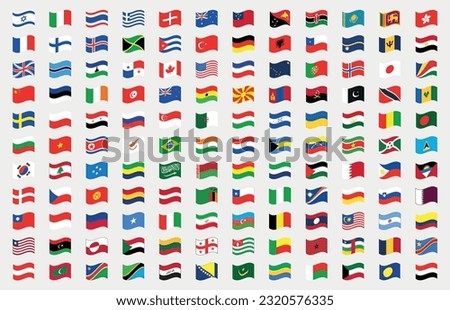 fluttering world flags big set picture of multicultural nations on white background