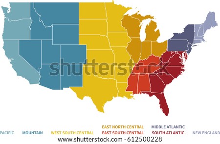 Colorful Regional Map of the United States
