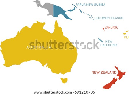 Oceania Australia Map with Labels (Labels on Separate Layer)