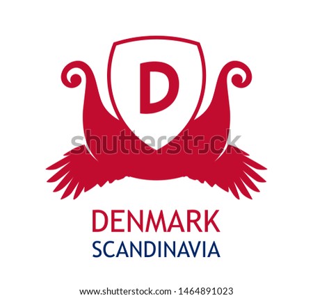 Coat of arms for Danish business company, Logo for travel agency in Denmark - Vector illustration.