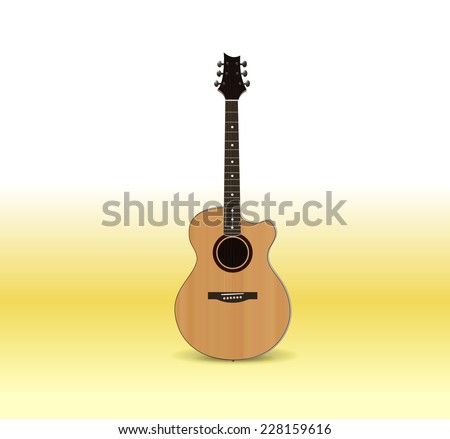 Acoustic guitar on light background