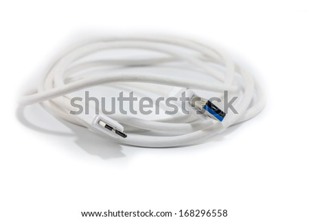 USB 3.0 cable is white on a white background.