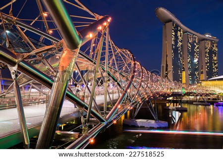 The Marina Bay Sands Resort Hotel on Oct 25, 2014 in Singapore. Marina Bay Sands is an integrated resort and billed as the world\'s most expensive standalone casino property.