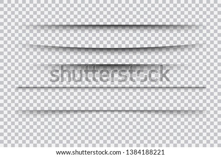 Set of realistic transparent shadow effects isolated on checkered background, vector illustration