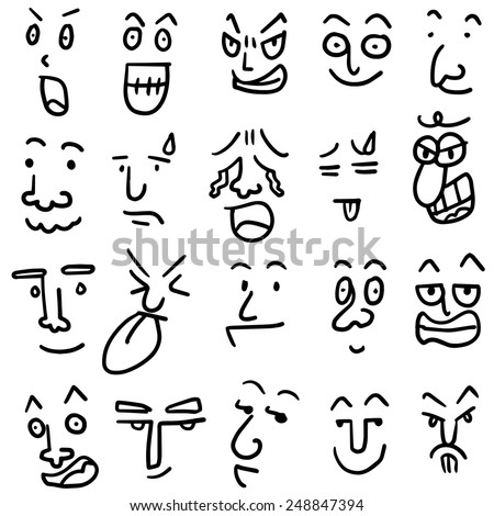 vector set of cartoon face