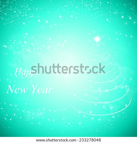 Happy New Year lettering Greeting Card. Light Green