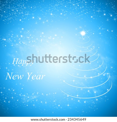 Happy New Year lettering Greeting Card. Blue