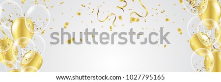 Vector party balloons illustration. Confetti and ribbons flag ribbons, Celebration background template  Foto d'archivio © 