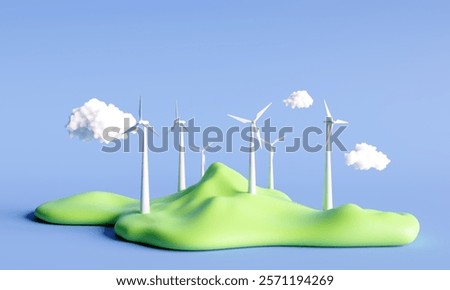 Similar – Image, Stock Photo Wind turbines with fluffy clouds