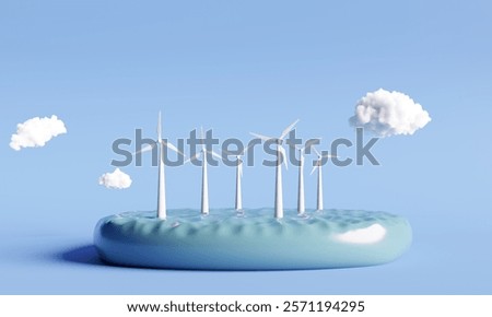 Similar – Image, Stock Photo Wind turbines with fluffy clouds