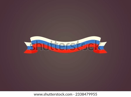 Ribbon with flag of Russia in flat design style.