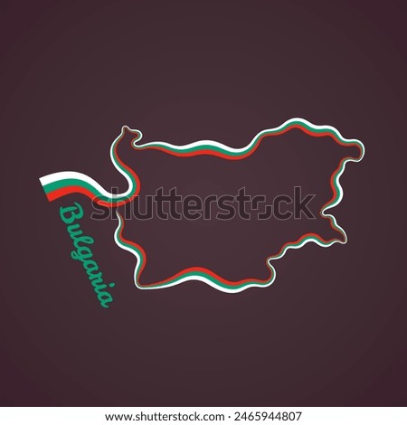 Outline map of Bulgaria marked with flag ribbon