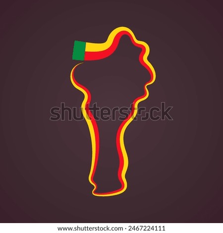 Outline map of Benin marked with flag ribbon