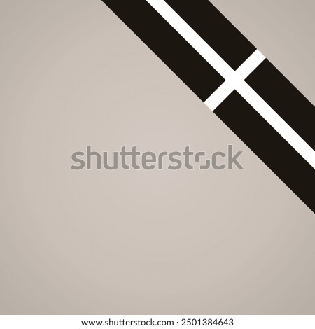 Corner slanted ribbon flag of Cornwall for a top right area of a page.