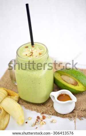avocado smoothie mix with banana and honey