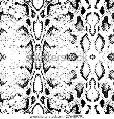 Snake Skin Texture. Seamless Pattern Black On White Background. Vector ...