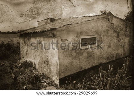 abandoned barn hen house or home. grunge picture of countryside building