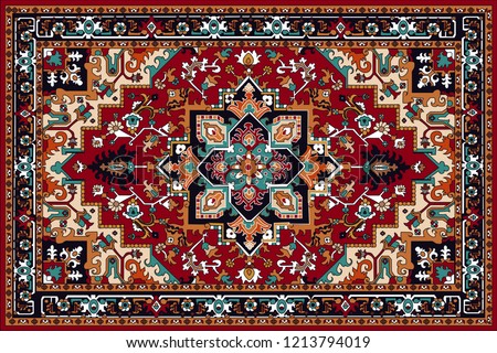 Persian carpet, tribal vector texture. Easy to edit and change a few colors by swatch window. Foto d'archivio © 
