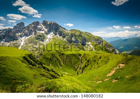 Italy Dolomites moutnain at summer - Passo di Giau.Dolomites are  on UNESCO World Heritage List.