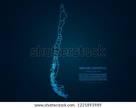 Map of Chile,Abstract mash line and point scales on dark background for your web site design map logo, app, ui,Travel. Vector illustration eps 10.