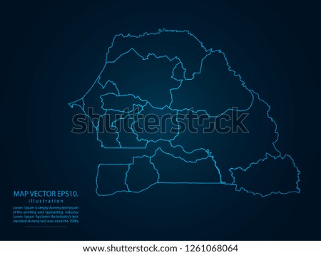 Map of senegal,Abstract mash line and point scales on dark background for your web site design map logo, app, ui,Travel. Vector illustration eps 10.