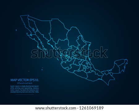 Map of mexico,Abstract mash line and point scales on dark background for your web site design map logo, app, ui,Travel. Vector illustration eps 10.