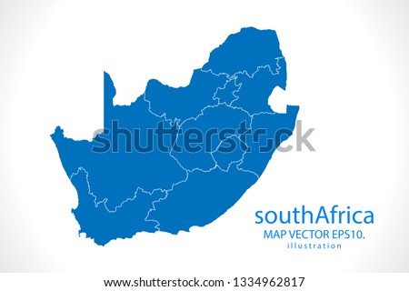 Map of south Africa - High detailed blue map on white background. Abstract design vector illustration