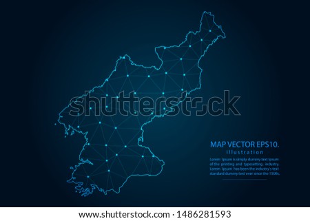 map of north Korea with Abstract mash line and point scales on Dark background . Wire frame 3D mesh polygonal network line, design polygon sphere, dot and structure. Vector illustration eps 10.