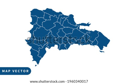 Dominican Republic map vector, blue color . on white background. vector eps 10.