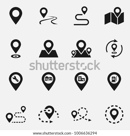 Set of location flat vector icons. Pin point illustration.