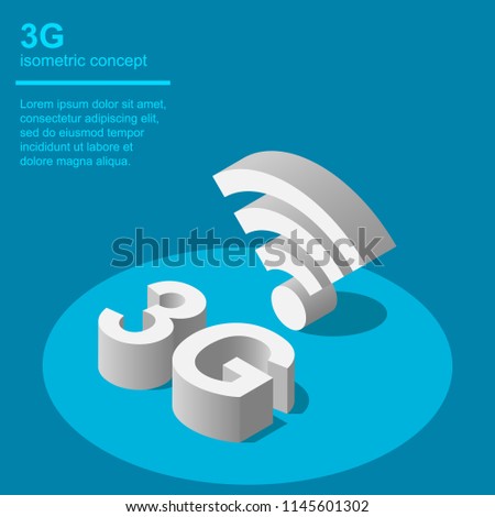 3G broadband cellular network technology vector illustration. Isometric concept.