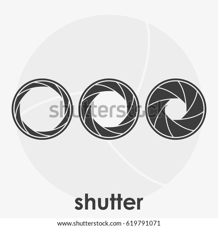 Set of black and white camera shutters vector illustration.