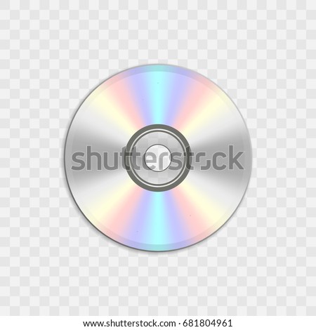 Realistic compact CD or DVD disc vector illustration isolated on chequered background.